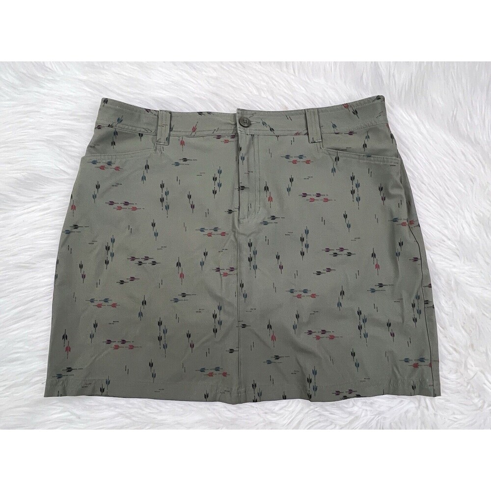 Eddie Bauer Green Skort Size 14 Pockets Stretchy Arrow Print Tennis‎ Golf Casual